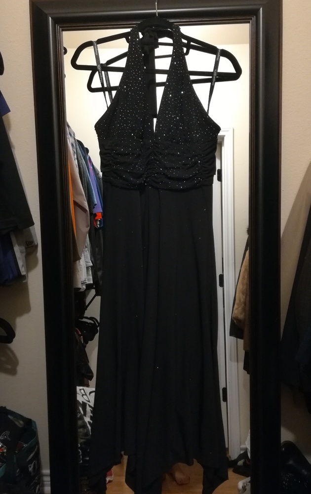 Morgan and Co formal deep v beaded halter dress - Picture 6 of 6